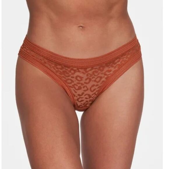 Frederick’s of Hollywood Demi Leopard Mesh Thong Panty Lingerie Bombay Brown 1X - Picture 1 of 7
